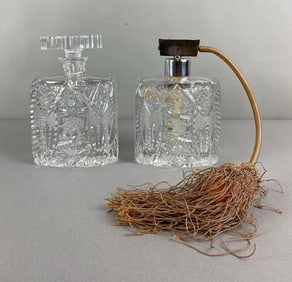 Group of 2 Cut Crystal Perfume Bottles
