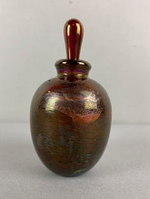 Signed Iridescent Brown Perfume Bottle with Dabber