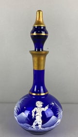 Cobalt Mary Gregory Painted Bottle with Stopper