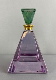 Purple Pyramid Perfume Bottle with Stopper