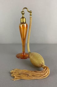 Art Deco DeVilbiss Orange Perfume Bottle with Atomizer
