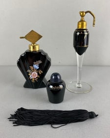 Group of 3 Assorted Black Perfume Bottles