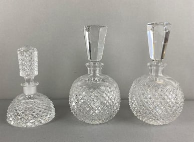 Group of 3 Cut Crystal Perfume Bottles with Stoppers