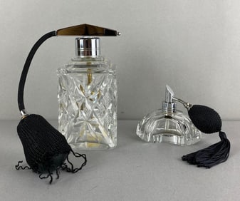 Group of 2 Crystal Perfume Bottles with Atomizers