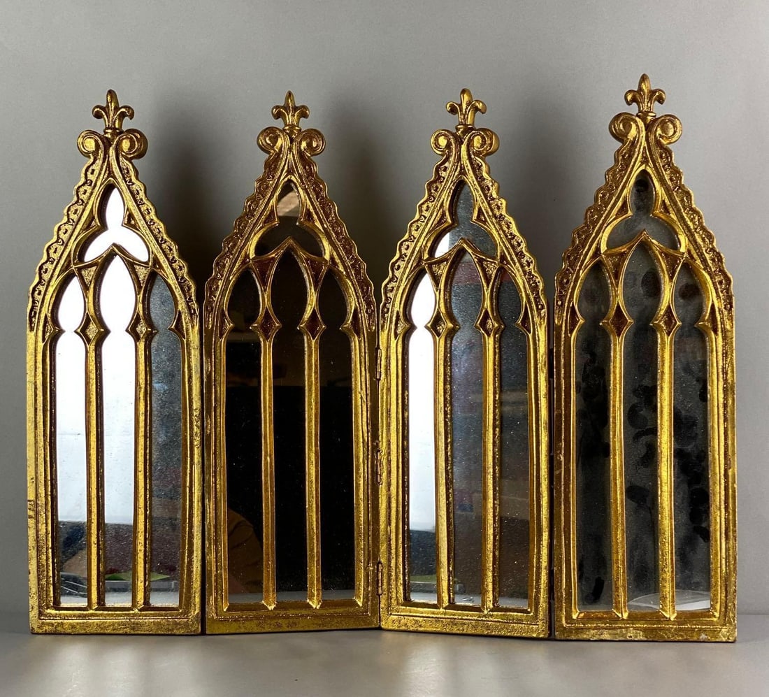 Gothic Cathedral 4 Panel Hinged Mirrors (1 of 4)