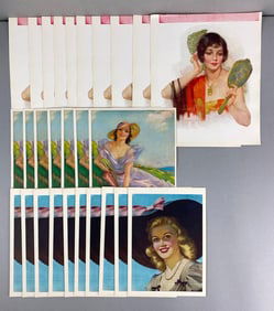 Group of 27 Vintage NOS Women Lithograph Prints