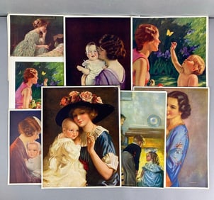 Group of Vintage NOS Women with Children Lithograph Prints