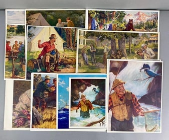 Group of Vintage NOS Humorous Animal Lithograph Prints and More