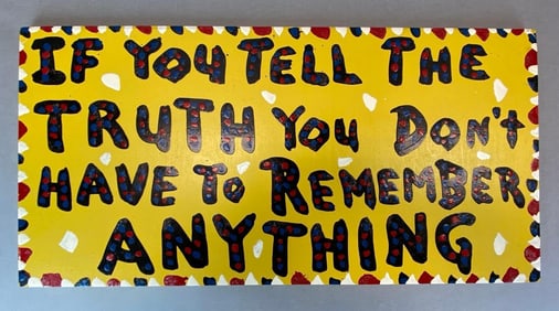 2002 Bebo Signed tell The Truth Oil on Board Painting