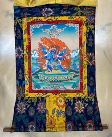 Vintage Tibetan Hand Painted Vajrakilaya Thangka