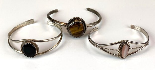 Group of 3 Silver Cuff Bracelets