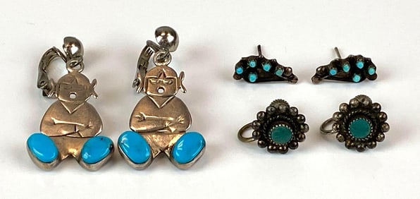 Group of Native American Silver Earrings