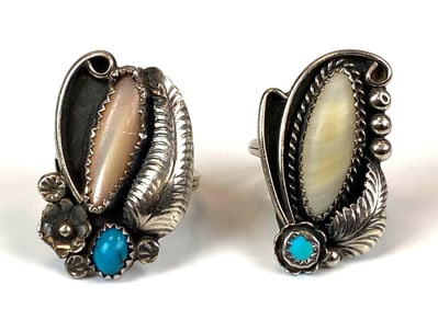 Group of 2 Native American Stone Silver Rings