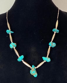 Native American Turqiouse Chunk and Silver Necklace