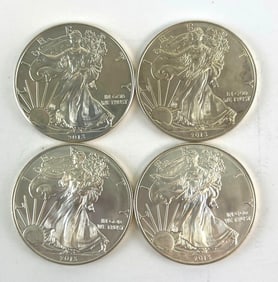 Group of 4 2013 Silver American Eagles