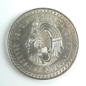 1948 Mexico 5 Peso Silver Coin