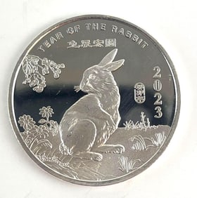 2023 Chinese Zodiac Year of the Rabbit 2 oz .999 Fine Silver Round