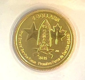 2015 First Special Service Forces $5 1/10 oz Pur 9999 Gold Piece
