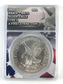 ANACS Graded 2021 US $1 American Silver Eagle MS70