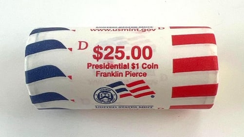 $25 Roll of US Presidential $1 Franklin Pierce Coins