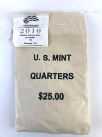2010 US Mint $25 Canvas Bag of Yosemite CA Quarters