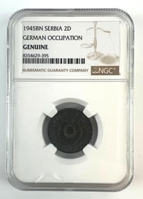 NGC Graded 1945BN Serbia 2D German Occupation Genuine