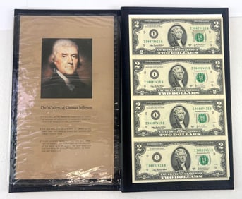 2003 World Reserve Bankers Vault Portfolio with a Sheet of 4 uncut $2 Series A Dollar Bills