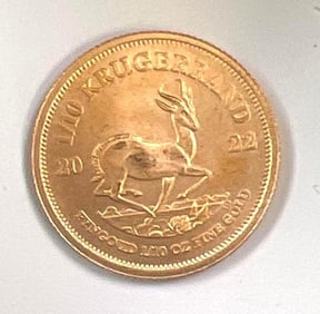 2022 1980 South Africa Krugerrand 1/10 oz .999 Fine Gold Coin