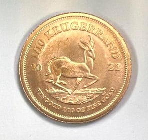 2022 1980 South Africa Krugerrand 1/10 oz .999 Fine Gold Coin