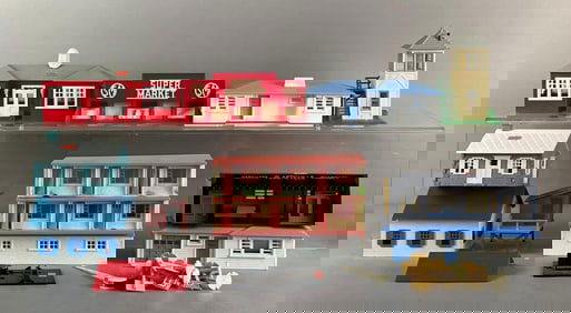 Group of Assembled Model Train Building Sets