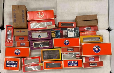 Group of Empty Lionel O Scale Model Train Boxes