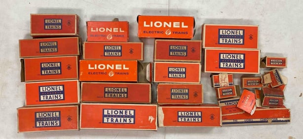 Group of Empty Lionel O Scale Model Train Boxes