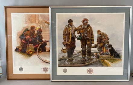 Group of 2 James Dietz Signed Firefighter Prints