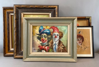 Group of Clown Oil Paintings