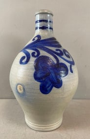 German Westerwald Ovoid Stoneware Jug with Cobalt Floral Motif