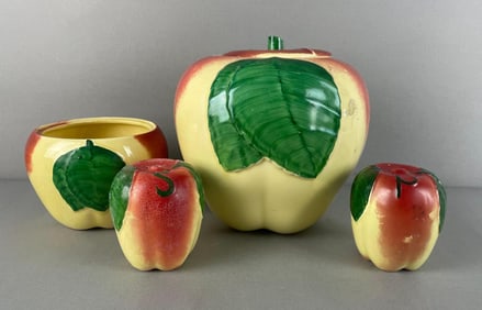 Group of Hull Pottery Blushing Apple Ceramic Items