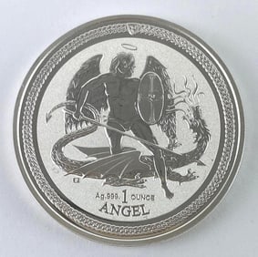 2016 Isle of Man Dragon Angel Reverse Proof 1oz. 999 Fine Silver