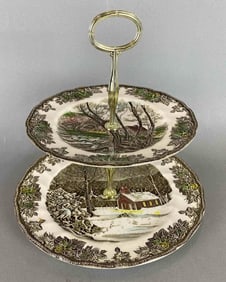 The Friendly Village by Johnson Bros Porcelain Plate Tier Dessert Tray