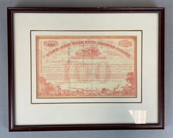 1880s St. Louis, Alton and Terre Haute Railroad Co. Stock Certificate