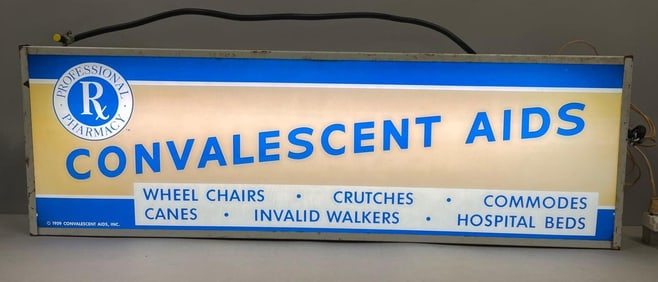 1959 Convalescent Aids Double Sided Light-Up Advertising Sign
