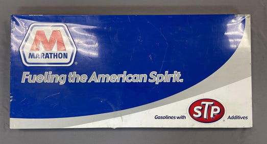 Marathon Gasoline with STP Metal Advertising Sign