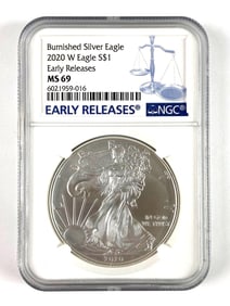 NGC Graded 2020 W US $1 Silver Eagle Silver Dollar MS69