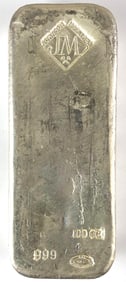 Johnson Matthey 100 oz .999 Silver Ingot/ Bar