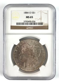 NGC Graded 1884-O Morgan Silver Dollar MS65