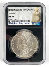NGC Graded 1883-O Morgan Silver Dollar MS63 Original Bag Fragment Series