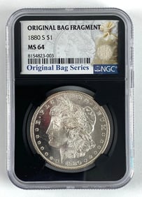 NGC Graded 1880-S Morgan Silver Dollar MS64 Original Bag Fragment Series