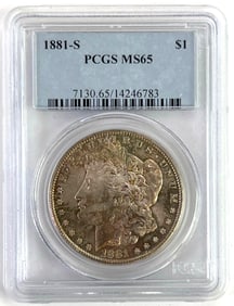 1881 S US Morgan Silver Dollar PCGS MS65