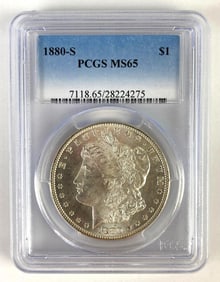 PCGS Graded 1880-S US $1 Morgan Silver Dollar MS65