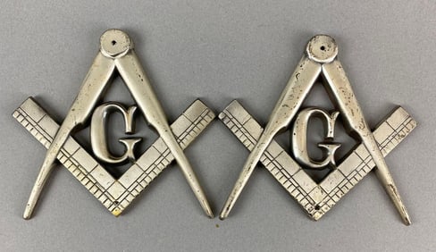 Group of 2 Masonic Freemasonry  Victorian Casket Plates