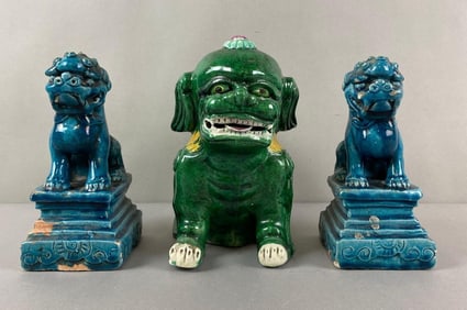 Group of 3 Foo Dog Statues